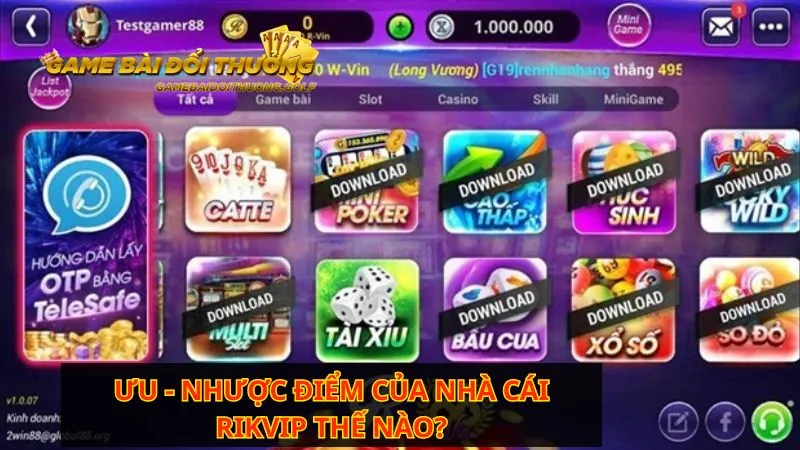 Nhà cái Rikvip có cả ưu và nhược điểm